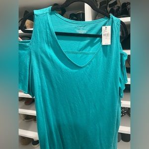 Lane Bryant NWT Cold Shoulder Tee size 18/20 Teal/Aqua